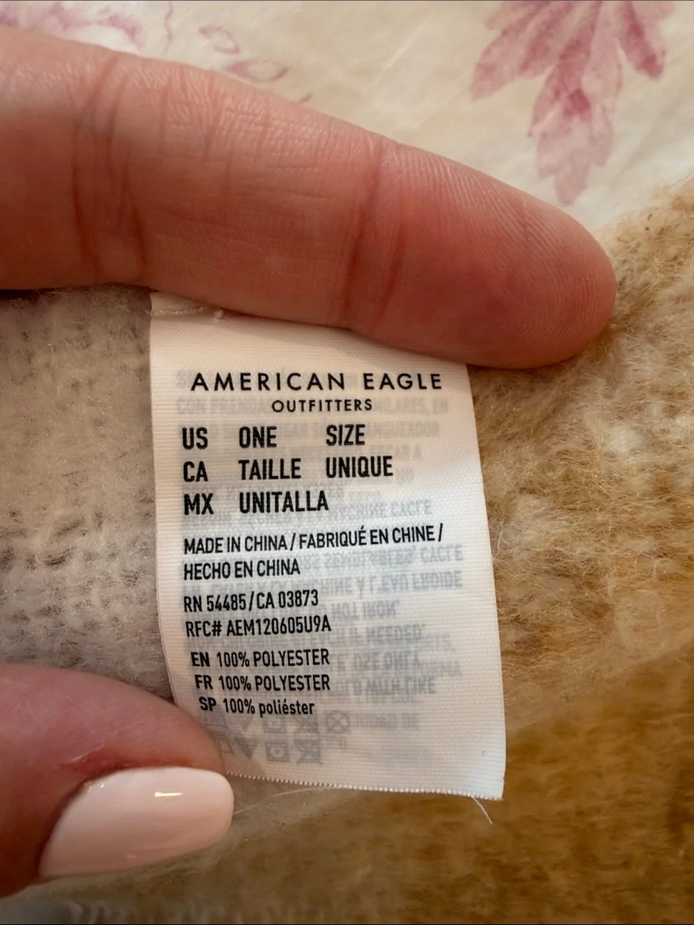 American Eagle Outfitters Tan and Cream Checked Fringe Scarf